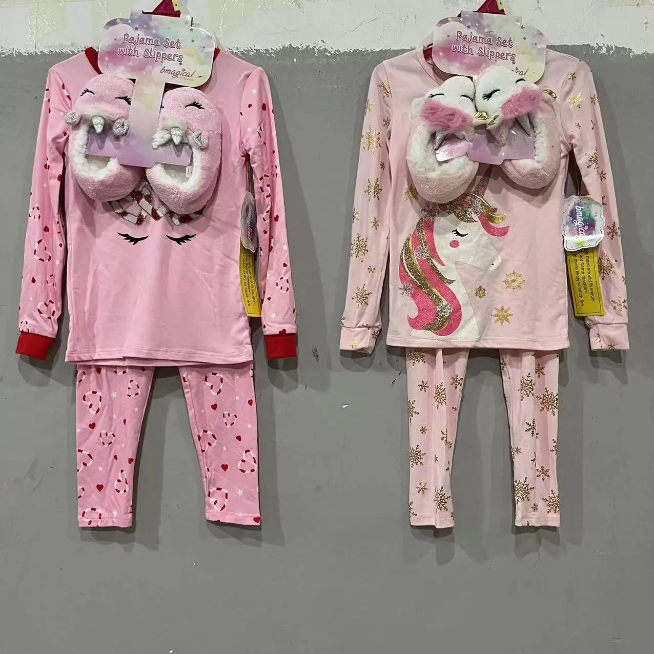 China Stock Veel Kinderen Meisjes 3-delige Sets Pyjama Set Met Slippers Kinderen Meisjes Lounge Kleding