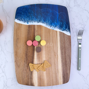 Bộ bàn cắt nhựa sóng đại dương nhựa Epoxy thiết lập với 4 dao phô mai màu xanh trắng sóng mô hình charcuterie Bộ quà tặng - Product Image 4