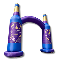 Arche gonflable sculpturale 3D créative avec deux piliers en forme de bouteille de vin, arche gonflable originale pour la décoration d'entrée d'événements marketing