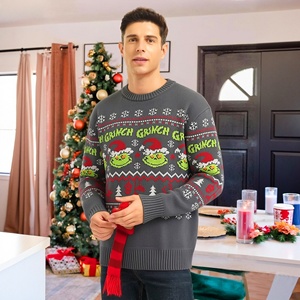 2026 New <strong>Men's</strong> Christmas Sweater Green Monster Cartoon Jacquard Pullover Round Neck <strong>Xmas</strong> <strong>Jumper</strong> Winter Warm Knitwear - Product Image 1