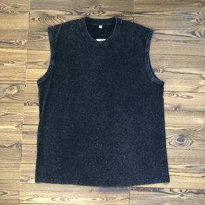 Venta al por mayor de 100% algodón personalizado para la impresión de Estilo Vintage lavado con ácido estilo retro camisas Streetwear ropa sin mangas Tank Top hombres - Product Image 4
