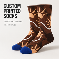 Chaussettes pour adultes personnalisées OEM - Polyester/Nylon/Coton/Bambou/Laine, séchage rapide, respirantes, résistantes aux déchirures, impression numérique intégrale