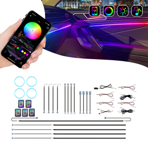 Striscia LED RGB Universale per Auto Symphony, 64 Colori, <span class=keywords><strong>Fibra</strong></span> <span class=keywords><strong>Ottica</strong></span> Acrilica, Sincronizzazione Musicale, Telecomando, 12V - Product Image 3