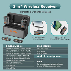 Microphone-Cravate Portable Sans Fil pour Enregistrement à <span class=keywords><strong>Réduction</strong></span> de Bruit avec Étui de Chargement pour Android, <span class=keywords><strong>iPhone</strong></span> et Appareil Photo - Product Image 6