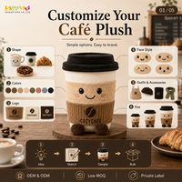 Llaveros de Peluche Personalizados para Festivales de Café y Regalos Promocionales, MOQ Bajo, Tela Reciclada, Muestra en 3-7 Días