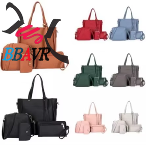 Hot Sale 4 in 1 PU Leather Women's Handbags Ruched Flowers Pearl Tassel Bow Open Closure Simple Big <b>Pillow</b> Shape Bag - Product Image 1