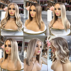 Nouvelle perruque ondulée en <span class=keywords><strong>cheveux</strong></span> humains 100% couleur brun cendré, vente chaude, pour femmes, perruque en dentelle frontale européenne Remy vierge avec <span class=keywords><strong>frange</strong></span> - Product Image 6
