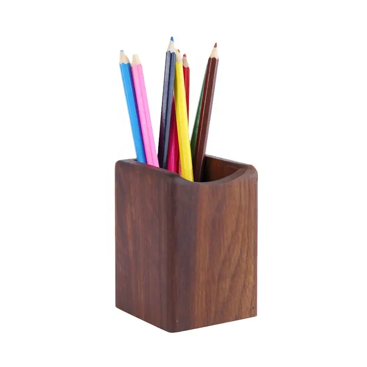 OEM Stationery item Wooden Desktop Pencil Penholder Organizer Storage Box