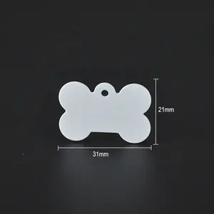 A Forma di osso di Sublimazione In Bianco Dog Tag Pet Nome Tag Metallo di Alluminio Pet ID Tag