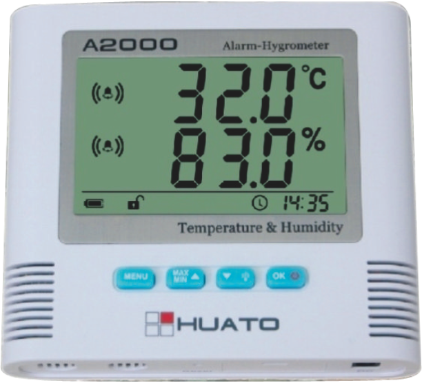 HUATO A2000-TH Alarming Measuring Instrument Temperature and Humidity HygrometerWith Internal Sensor for Industrial