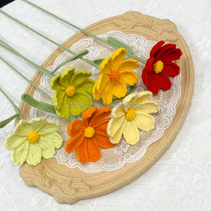 ZYF002 Nuovo Arrivo Fiore <span class=keywords><strong>di</strong></span> Rosa Squisito Lavorato all'Uncinetto, Fiore Galsang Intrecciato a Mano, Bouquet Simulato Intrecciato, Fiore Stabilizzato - Product Image 2