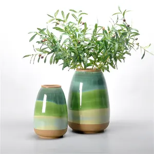 Уникальная градиентная глазурованная посуда, нижняя декоративная домашняя декоративная керамическая ваза для цветов