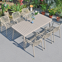 Ensemble de table d'extérieur moderne en aluminium WMT, couleur personnalisée, imperméable, durable, résistant aux UV, pour villa et loisirs