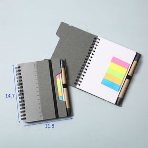 Wholesale Custom Logo <b>Mini</b> <b>Notebook</b> with Spiral Binding Kraft Paper Cover and Memo Sticky Notepad Includes Pen - Product Image 6