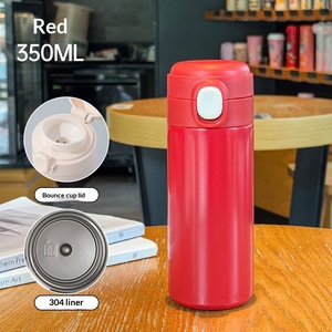 Gobelet isotherme personnalisé en acier inoxydable, mignon, avec couvercle à ressort et mini paille intégrée - Product Image 2