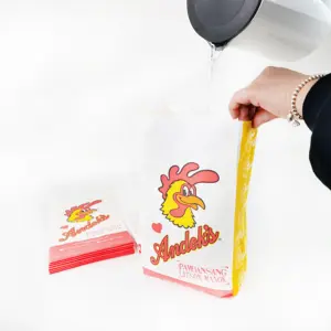 Embalaje personalizado para pollo entero bolsa de papel a prueba de agua estofado pollo bolsa de papel de doble pliegue bolsas de papel recubiertas con fondo