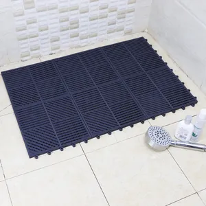 Washable Pure PVC Vinyl Mat Cushion Anti Skidding Drainage Interlocker Tiles Bath Mats for Toliet Room and Washroom