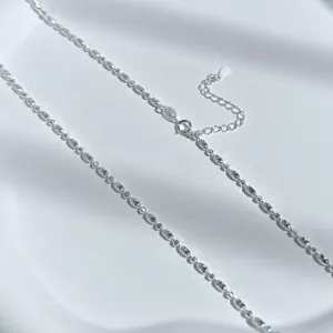 Fabrieksgroothandel 925 <span class=keywords><strong>Sterling</strong></span> Zilver 18K Goud verguld choker ketting 2mm patroon kralenketting glanzende verlovings- trouwjuwelen - Product Image 4