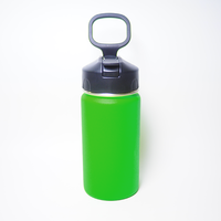 Tragbare Grüne Wasserflasche mit Strohhalm-Deckel & Tragering Auslaufsichere Reiseflasche 350ml Doppelwandige Vakuumisolierte Flasche