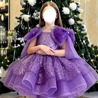 Robe de Soirée Élégante pour Filles avec Nœud en Paillettes, Robe de Princesse en Tulle pour Mariage, Demoiselles d'honneur, Bal de Promo, Anniversaire et Soirée