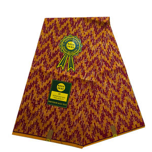 Tessuto in <span class=keywords><strong>Cotone</strong></span> <span class=keywords><strong>Organza</strong></span> Stampato Kente <span class=keywords><strong>di</strong></span> Alta Qualità, 6 Iarde, Peso Medio, per Abbigliamento, Tessuto Cerato Dorato - Product Image 5