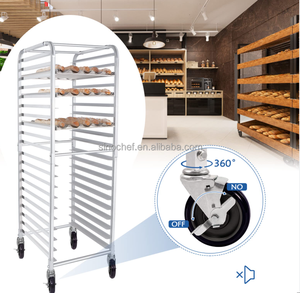 베이커리 장비 0.8mm 두께 알루미늄 40*60cm 베이킹 팬 16 팬 스테인레스 스틸 트레이 랙 트롤리 빵 베이커리 - Product Image 4