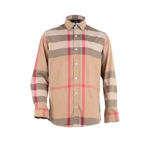 Top quality different kinds design 100% cotton check long sleeve man apparel shirt