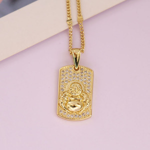 สร้อยคอจี้พระพุทธรูปและสร้อยคอชุบทอง18K ทันสมัย NZ1666ฮวงจุ้ยนำโชคสำหรับผู้ชายและผู้หญิง - Product Image 2