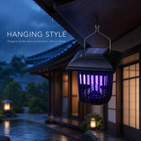 Lampe anti-moustiques solaire haute tension pour extérieur, tue-moustiques électrique, placement 4 directions, anti-mouches UV pour jardin et allée