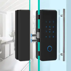 Jinjian inteligente hogar cerradura electrónica Digital Wifi Bluetooth Tuya aplicación tarjeta huella digital contraseña cerradura de puerta de cristal inteligente