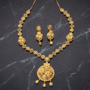 Juego de Collares Chapados en Oro de 14K, 18K y 24K al por Mayor, Conjunto de Joyería con Diseño Floral Tradicional, Joyería de Moda de Latón Relleno de Oro - Product Image 4