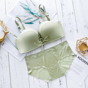 New Non Slip Underwear Set Seamless Front Bandage Bra Wire Free Invisible Strapless <b>Tube</b> Top <b>Panties</b> Push-Up Convertible 2 Piece - Product Image 2