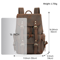 Sac à dos personnalisable en cuir Crazy Horse avec cordon de serrage, sac de voyage, sac à dos pour ordinateur portable 16 pouces, sac à dos en cuir véritable pour femmes