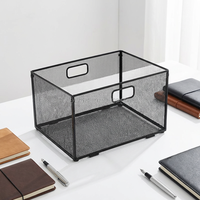 Boîte de rangement pliable en métal à mailles larges, multifonctionnelle, pour bureau, porte-revues, organiseur de courrier et de dossiers pour la maison et le bureau