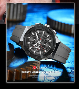 CURREN 8462 orologi da polso da uomo di marca classica Casual Business orologi in Silicone al quarzo con lancette luminose quadrante cronografo - Product Image 5