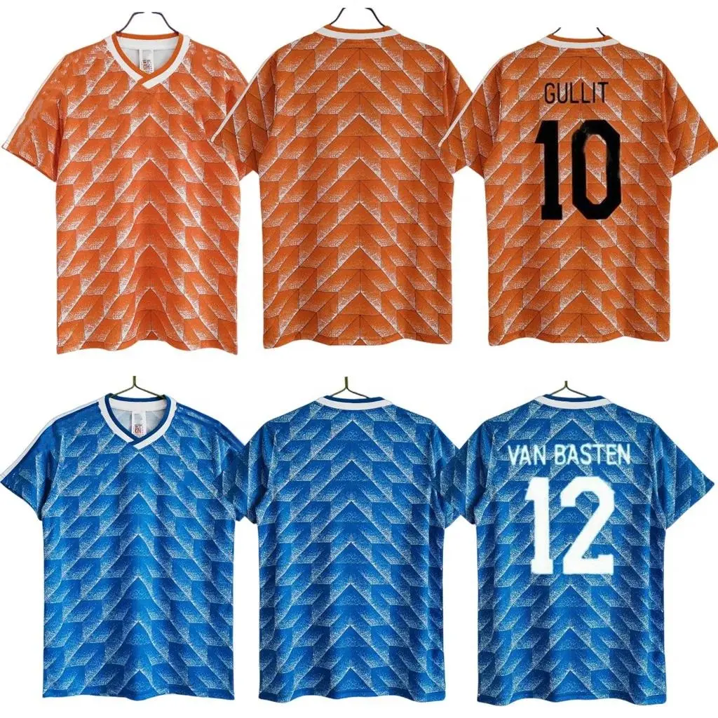 レトロオランダ1988ホームアウェイサッカージャージvan Basten Gullit Koeman Vintage Holland Shirt Classic