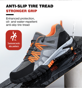 أحذية جلدية للرجال حذاء عمل من الصلب ماركة مشهورة للرجال أحذية رياضية رمادي البناء الصلب اصبع القدم آمنة - Product Image 3