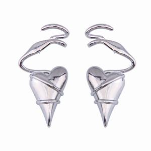 Pendientes de botón con forma de corazón, chapados en oro, estilo punk, para uso diario de mujer, plata 925 - Product Image 2
