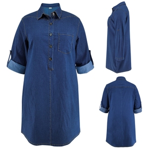 218638 Nuova Collezione Moda: Abito Camicia in Denim da Donna, <span class=keywords><strong>Taglie</strong></span> Forti, Vestibilità Comoda - Product Image 4