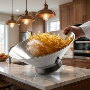 Kitchen Gadgets Filter Oil Container Colander Strainers Stainless Steel French Fry Colander with Handle for Fried Food - Product Image 2