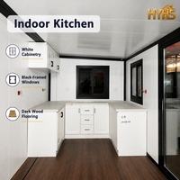 Casa Contenedor Moderna Expandible de Doble Ala de 30 Pies, Casa Pequeña Móvil con Panel Sándwich Aislado con Acabado de Madera para Hotel, Villa, Jardín u Oficina