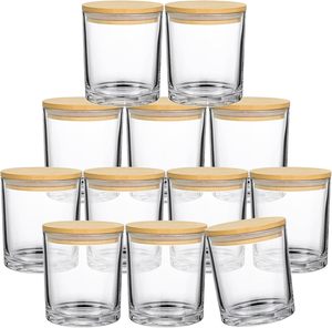 Empty Wholesale 10oz Clear Glass Candle Jar Bamboo <b>Lid</b> Home <b>Decoration</b> Christmas Candle Making Gift Customizable Containers - Product Image 2