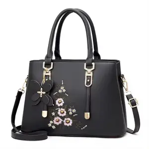 navy blue embroidered floral office large designs tote shoulder handbags for women wholesale