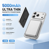 Nuevo Estilo, Banco de Energía Inalámbrico Magnético Ultra Delgado de 5000 mAh, PD20w, con Luz LED, para Teléfono