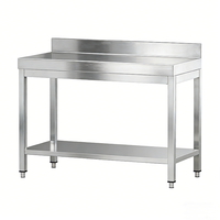 Plan de travail en acier inoxydable 304 de qualité commerciale, robuste, à 2 niveaux, avec pieds ronds, table de travail en acier inoxydable pour restaurant et cuisine