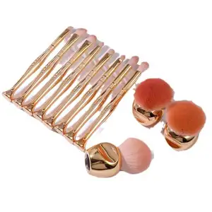 New Rose Gold Clear Plastic Handle Makeup brush set Face Powder Blush Brush Makeup Beauty tools