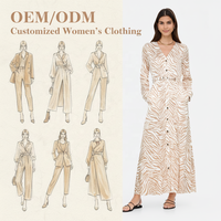 Nouvelle Robe Chemise Longue Femme Imprimé Zèbre Col V Manches Longues Boutonnée Ceinturée Coupe Trapèze Style Bohème Décontracté