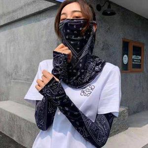 Mangas de Ciclismo con Protección Facial UV, Transpirables, Unisex, para Adultos, Blancas con Estampado Negro, Estilo para Viajes Diarios - Product Image 3