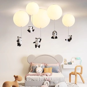 Lustre en forme de ballon de panda de dessin animé minimaliste nordique, lumières suspendues confortables à bulles pour les chambres d'enfants, les chambres à coucher, les couloirs - Product Image 1