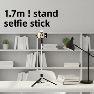 Trépied perche à selfie ultra <span class=keywords><strong>longue</strong></span> de 1,7 m <span class=keywords><strong>avec</strong></span> télécommande Bluetooth sans fil et lumière d'appoint, monopode portable pour smartphone et vlogging - Product Image 3